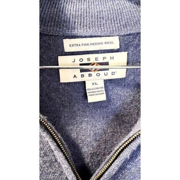 Joseph Abboud Mens‎ 1/4 Zip Mock Neck 100% Extra Fine Merino Wool Sweater - Picture 6 of 6